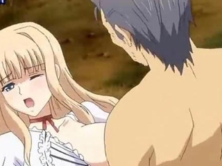 Blonde anime gets her holes penetrated