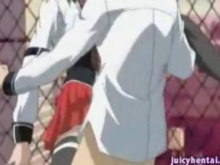 Anime babe pleasuring a cock and gets cumshot