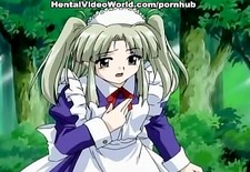 Uniform girl gets hentai cumshot under tree