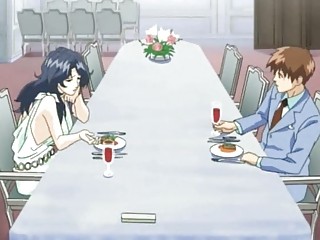 Anime man gets fuck by horny wife on dinner table