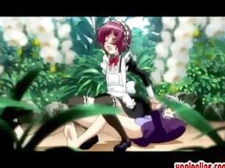 Hentai guy with maid costume gets hot fucked