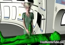 Inked 3D blonde babe gets fucked by an alien
