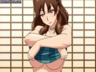 Horny anime milf with huge boobs gets licked