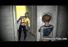 3D cartoon blonde gets fucked hard by a zombie