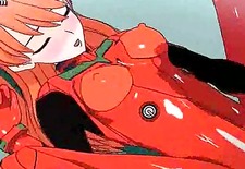 Animated doll in red gets cum