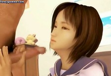Charming anime teenie gets facial