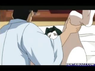 Bigboobs Japanese hentai gets sucking her hairy pussy and deep fucking