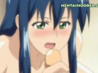 Two young anime lesbians plays with dildo