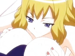 Blonde anime babe rubbing a shemale cock
