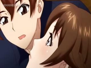 Anime beauty getting pussy wet at a romantic dinner