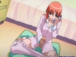 Anime girl rubs shemale cock