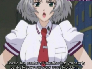 Anime girl in uniform sucking cocks