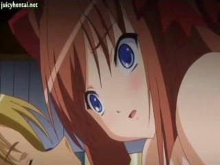 Hot, busty redhead anime gets held for some nice cock banging