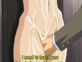 Anime babe gets masturbated with a dildo