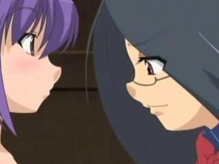 Anime lesbians play with big dildo