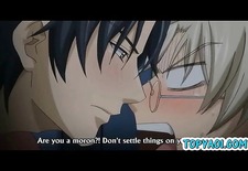 Gay senpai anime gets hardcore sex by his partner