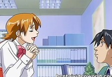 Seducing anime blonde hardest office pounding