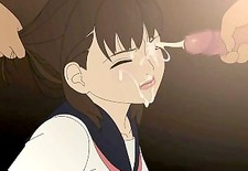 Hentai sex game Huge bukkake on Japanese schoolgirl