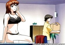 Anime delivery-boy seduced by a hot readhead 