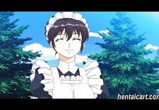 Busty hentai maid touching herself until gets