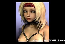 Pink haired virtual hottie gets fucked from behind