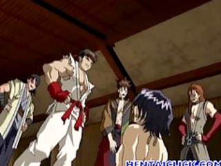 Tied up anime gets asshole fucked