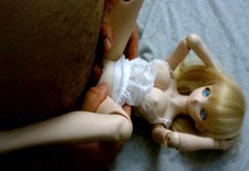 Blonde cute anime Dollfie onahole doll fuck
