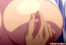 Busty hentai coed hot sucking and riding dick in the outdoor