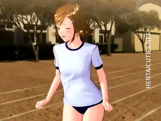 Sexy 3D anime cutie gets fucked outdoors