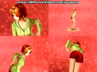 Anime redhead seduces with dance and gets fucked