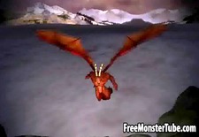 3D cartoon babe gets fucked outdoors by a winged demon