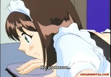 Hentai maid gets shoved carrot into her wetpussy