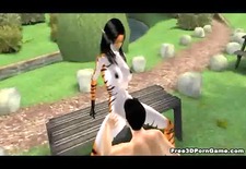 Two 3D cartoon furries getting fucked hard outdoors