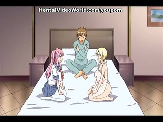 Threesome hentai fuck with sexy ladies
