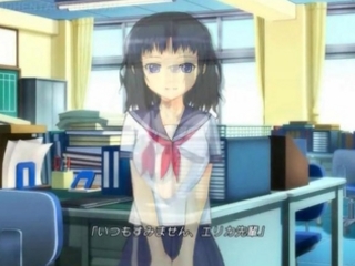 Anime cutie in school uniform masturbating pussy
