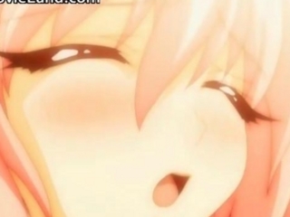 Cute anime babe jizzed after blowjob