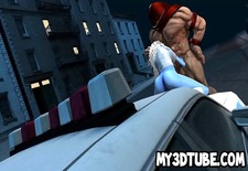 Blue 3D cartoon babe gets fuckced hard by The Thing