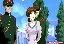 Cute japanese hentai caught and brutally fucked by soldiers