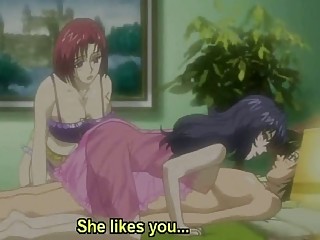 Two anime doing blowjob and get facial
