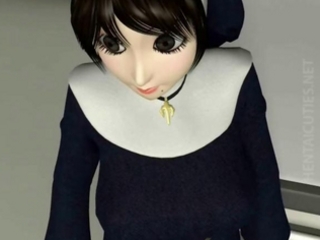 3D hentai nun gets slit vibrated