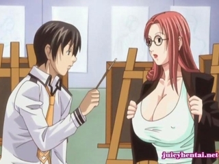 Anime redhead with huge breast