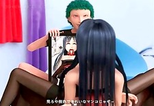 Anime 3some with girls fucking two shafts