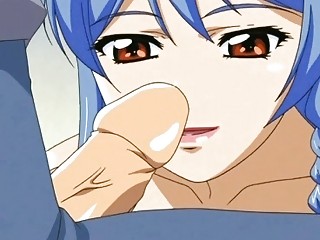 Blue head busty hentai anime babe rammed