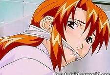 Kitchen fuck for gagged and bound anime girl