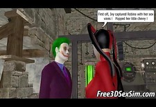 3D cartoon Harley Quinn getting her pussy toyed