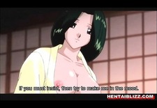 Busty Japanese hentai caught and hot poked by old guy