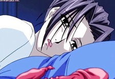 Anime milf enjoys anal dildo