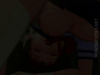 Slutty 3D hentai babe gives oral sex