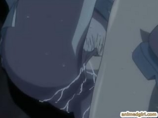Busty hentai hot sucking stiff dick and swallowing cum