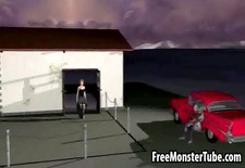 3D cartoon redhead gets fucked hard by a zombie